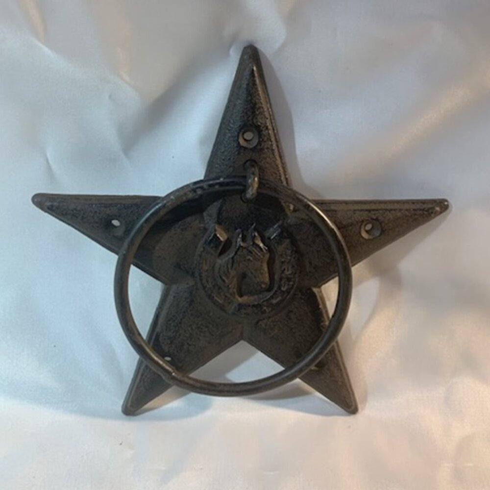 Tack Hook Rustic Star Horse Head with 5" Ring Tack Supplies 11624